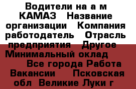 Водители на а/м КАМАЗ › Название организации ­ Компания-работодатель › Отрасль предприятия ­ Другое › Минимальный оклад ­ 50 000 - Все города Работа » Вакансии   . Псковская обл.,Великие Луки г.